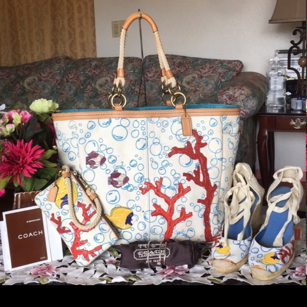 Coach Limited Edition Bubble Coral Fish Applique Set Rare  Extra Large